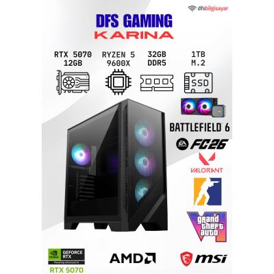 DFS GAMING KARINA RYZEN 5 9600X-B650M-RTX 5070 12GB-32GB DDR5 RAM-1TB M.2 SSD-OYUNCU BİLGİSAYARI