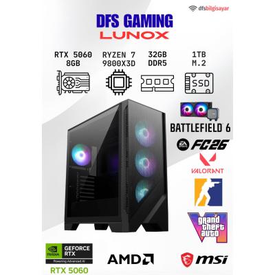 DFS GAMING LUNOX RYZEN 7 9800X3D-B650M-RTX 5060-32GB DDR5 RAM-1TB M.2 SSD-OYUNCU BİLGİSAYARI