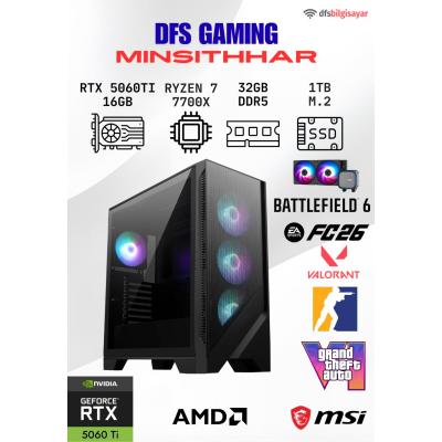 DFS GAMING MINSITTHAR RYZEN 7 7700X-B650M-RTX 5060 TI 16GB-32GB DDR5 RAM-1TB M.2 SSD-OYUNCU BİLGİSAYARI