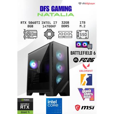 DFS GAMING NATALIA INTEL İ7 14700KF-B760M WİFİ-RTX 5060 TI 8GB-32GB DDR5 RAM-1TB M.2 SSD-OYUNCU BİLGİSAYARI