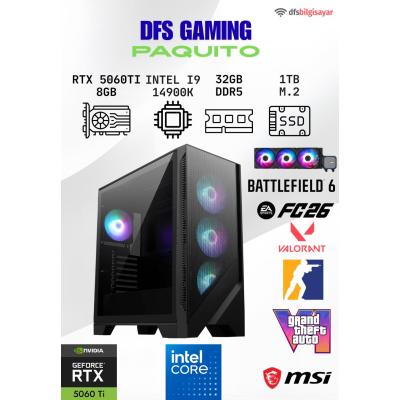 DFS GAMING PAQUITO INTEL I9 14900K-B760M WIFI-RTX 5060 TI 8GB-32GB DDR5 RAM-1TB M.2 SSD-OYUNCU BİLGİSAYARI
