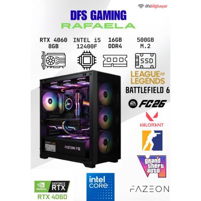 DFS Gaming RAFAELA INTEL I5 12400F-H610M-RTX 4060 8GB-16GB DDR4 RAM-500GB M.2 NVME-MASAUSTU OYUNCU BILGISAYARI
