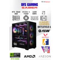 DFS GAMING SABER RYZEN 5 7500F-B650M-RTX 5060-16GB DDR5 RAM-1TB M.2 SSD-MASAÜSTÜ OYUNCU BİLGİSAYARI