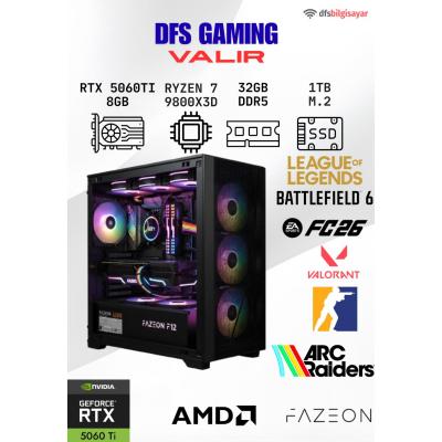 DFS GAMING VALIR RYZEN 7 9800X3D-B650M-RTX 5060 TI 8GB-32GB DDR5 RAM-1TB M.2 SSD-MASAÜSTÜ OYUNCU BİLGİSAYARI