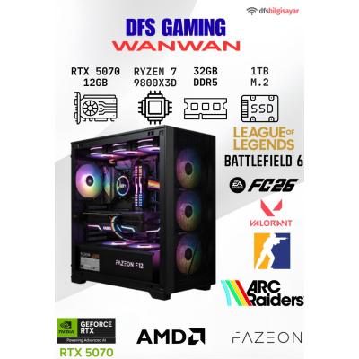 DFS GAMING WANWAN RYZEN 7 9800X3D-B650M-RTX 5070-32GB DDR5 RAM-1TB M.2 SSD-MASAÜSTÜ OYUNCU BİLGİSAYARI