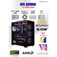 DFS GAMING YISUN RYZEN 7 7800X3D-B650M-RTX 5060-32GB DDR5 RAM-1TB M.2 SSD-MASAÜSTÜ OYUNCU BİLGİSAYARI