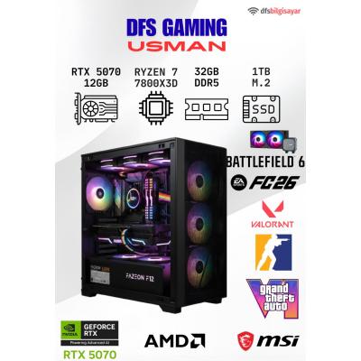 DFS GAMING USMAN RYZEN 7 7800X3D-B650M-RTX 5070-32GB DDR5 RAM-1TB M.2 SSD-MASAÜSTÜ OYUNCU BİLGİSAYARI