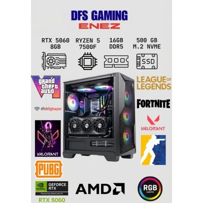 DFS Gaming ENEZ RYZEN 5 7500F-B650M-RTX 5060-16GB RAM-512GB M.2 SSD-OYUNCU BİLGİSAYARI