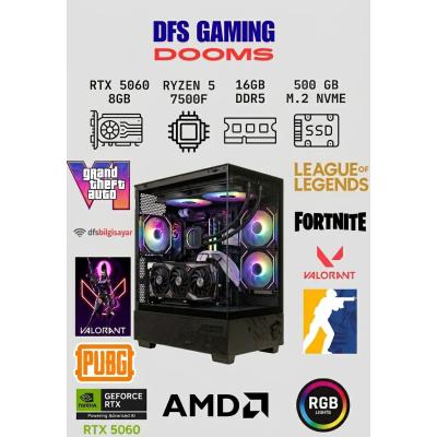 DFS Gaming DOOMS RYZEN 5 7500F-B650M-RTX 5060-16GB RAM-512GB M.2 SSD-OYUNCU BİLGİSAYARI