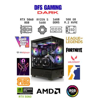 DFS Gaming DARK RYZEN 5 5600-A520M-RTX 5060-16GB RAM-512GB M.2 SSD-OYUNCU BİLGİSAYARI