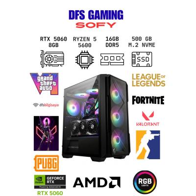 DFS Gaming SOFY RYZEN 5 5600-A520M-RTX 5060-16GB RAM-512GB M.2 SSD-OYUNCU BİLGİSAYARI