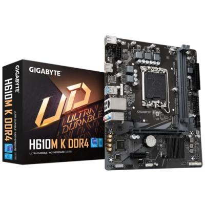 GIGABYTE H610M K DDR4, 2xDDR4, M.2, HDMI, 12-13.14.Nesil, LGA1700 Soket, Anakart