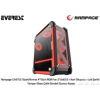 RAMPAGE CASTLE 4X LED FANLI GAMING MID-TOWER PC KASASI SİYAH-KIRMIZI