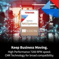 Toshiba N300 PRO 20TB Büyük Ölçekli İş NAS (24 Bölmeye kadar) 3,5 İnç Dahili Sabit Sürücü - 300 TB/Yıl'a Kadar İş Yükü Oranı CMR SATA 6 Gb/s 7200 RPM 512 MB Önbellek - HDWG62AXZSTB